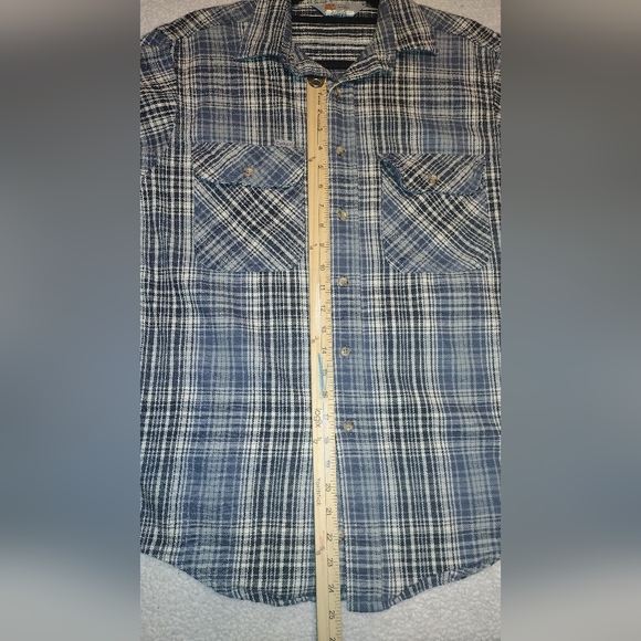 Vintage Men's Carhartt Button-Up Flannel, Size Medium, Blue Plaid - Picture 11 of 12